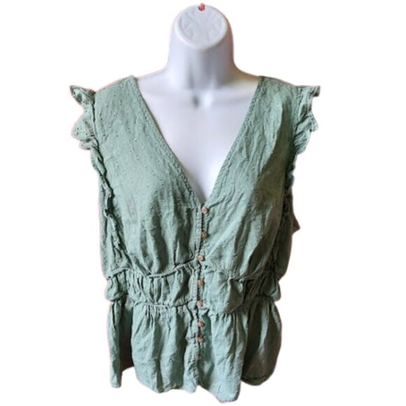 Sleeveless V-Neck Cotton Blend Blouse Size XL - Picture 1 of 7